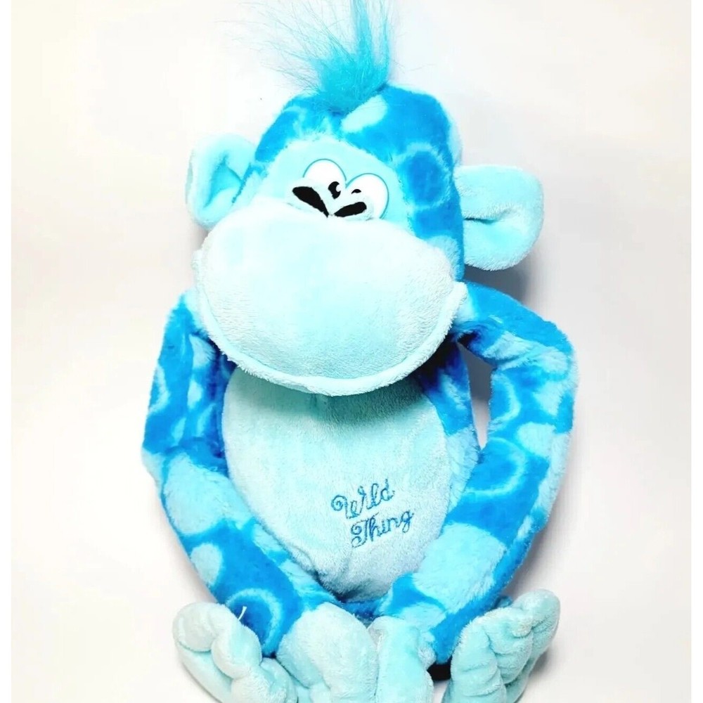 Wild Thing Monkey Blue Hanging Stuffed Animal 14" Hooking Hands w Spots VGC!